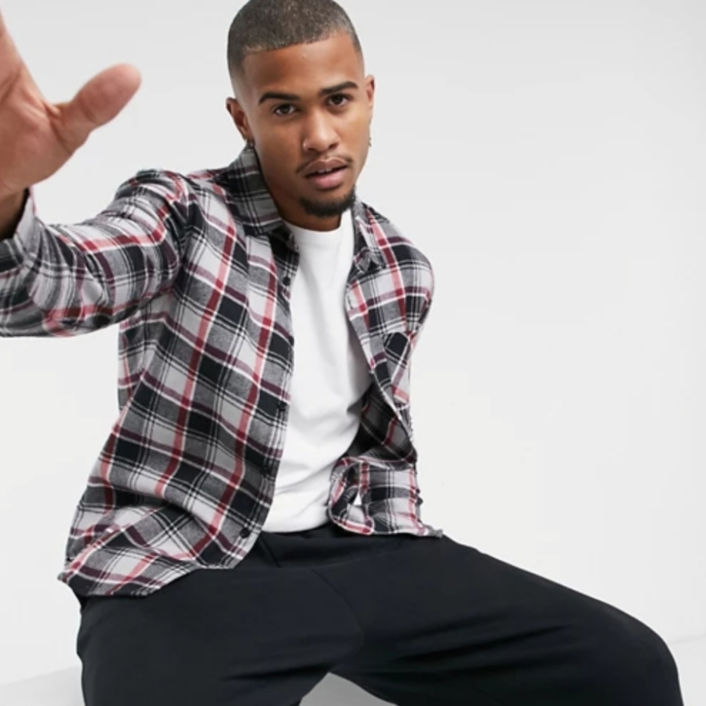 Another Influence Regular Fit Plaid Flannel Shirt